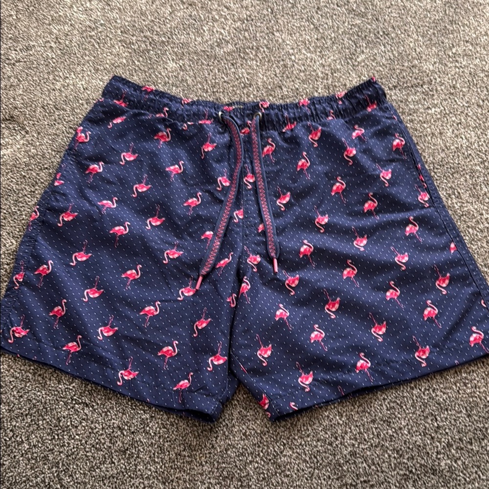 Men's Navy Flamingo Swim Shorts